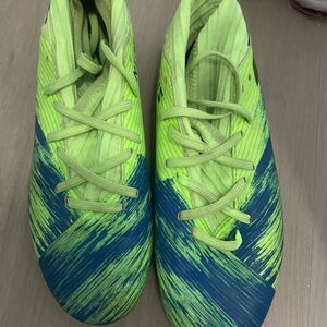 Adidas Nameziz Bright Green and Blue Soccer Cleats